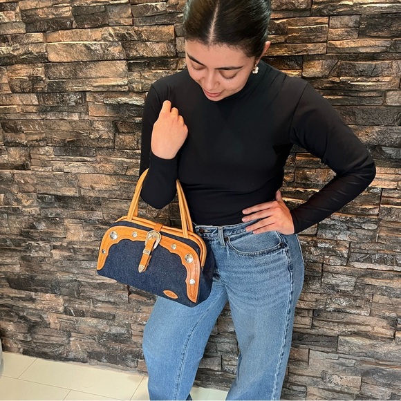 Circle Y of Yoakman - Denim and Tan Leather Handmade Bag - Picture 15 of 15